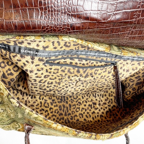 Rare Clever Carriage Company Crewel Embroidered Satchel - Picture 9 of 11